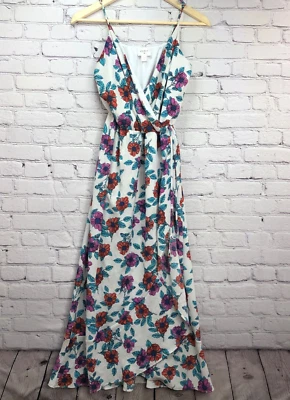 Everly Dress Women Medium Spaghetti Strap Maxi Floral Long Sleeveless V Neck USA - Image 1 of 4