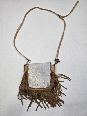 Montana West Fringe Leather Crossbody Bag With Gold Accents Mohair - Image 1 of 4