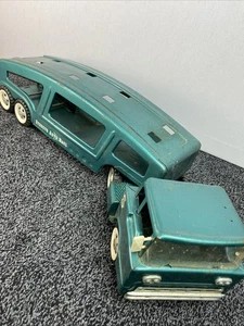 Vintage Structo Auto Haul Truck Trailer Hauler Late 1950s USA Teal Green - Bild 1 von 16