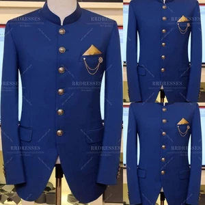 Royal Blue Men's Formal Suit Hosting Party Prom Jacket Wedding Streetshot 2Pcs - Picture 1 of 16