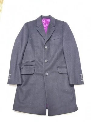 Charles Tyrwhitt Wool Overcoat Dark Blue W/ Purple Lining Men’s Sz 38R - Image 1 of 4
