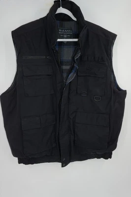 Maxxsel Vest Men's 3XL Black Utility Cargo Multi Pocket Padded Flannel Lined - Image 1 of 3