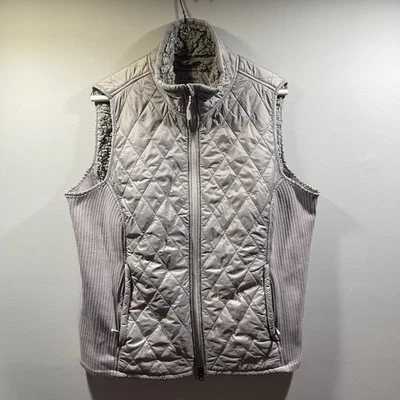 LL Bean Womens 1X Plus Gray Outdoor Quilted Full Zip Fleece Lined Vest - Image 1 of 4