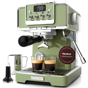Espresso Machine, 15 Bar LCD Display Espresso Maker Manual&Auto Mode Stainles... - Picture 1 of 7