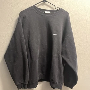 Nike Vintage 90's Made In USA Swoosh Crewneck Sweatshirt Size XL Black - Picture 1 of 7
