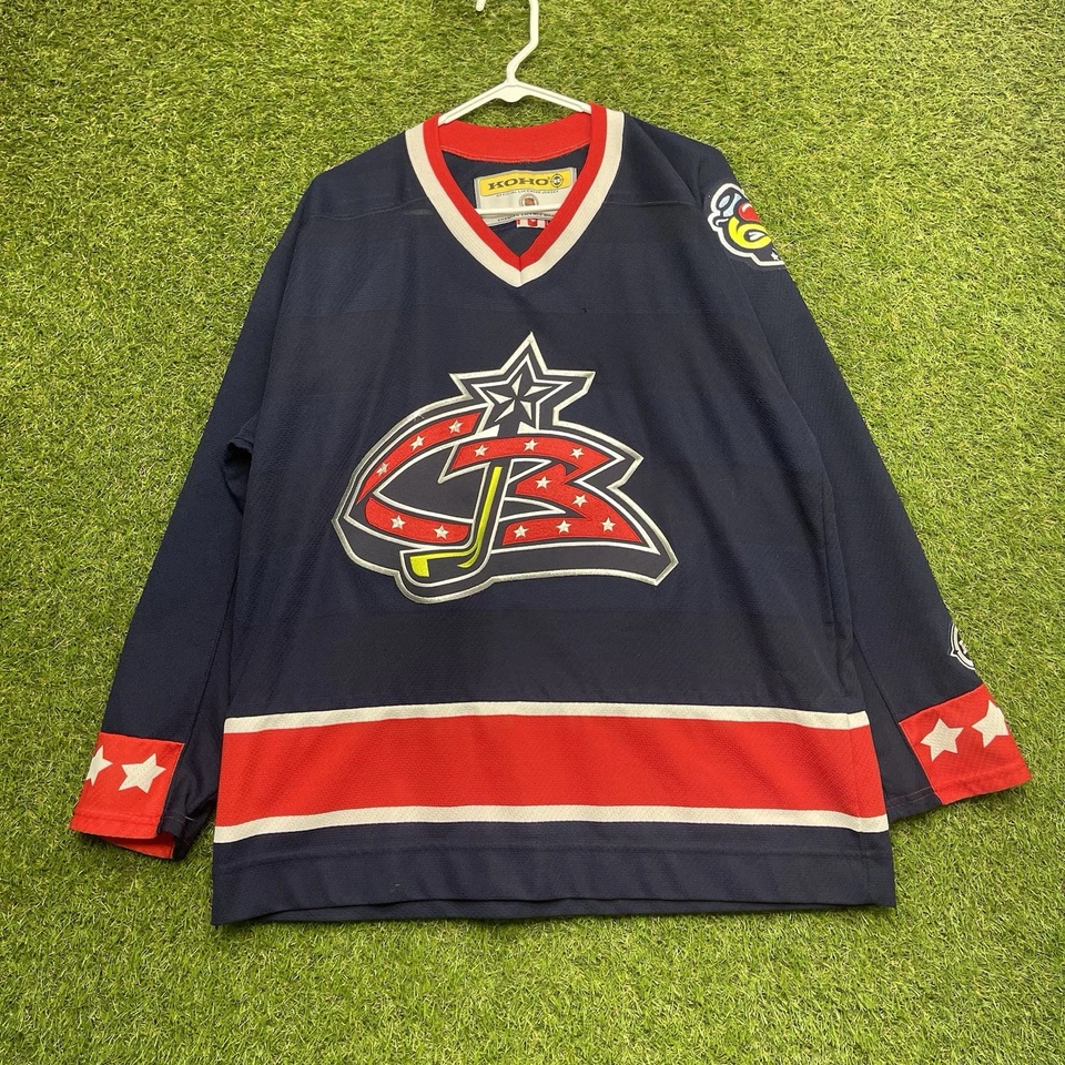 Vintage Columbus Blue Jackets Jersey Mens Large NHL Stinger KOHO Maska Air Knit - Image 1 of 4