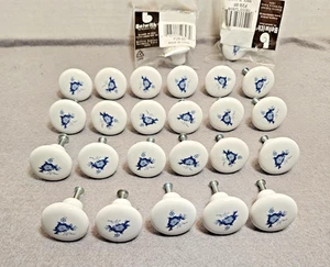 25 pcs Belwith P29-BF Drawer Pulls Cabinet Knobs 1-1/4" Porcelain w/Blue Flowers - Picture 1 of 6