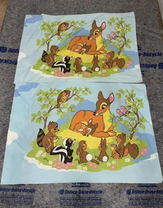 Vintage Disney Bambi Pillowcases Set of 2 Standard Walt Disney Productions 70s - Picture 1 of 14