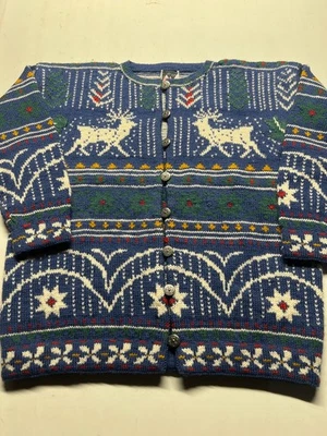 Vtg Dale of Norway Cardigan Sweater Blue Button Up Nordic Fair Isle Womens Sz M - Image 1 of 4