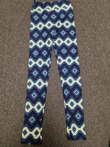 Lularoe L/XL Leggings kids-Geometric/ Aztec- Purple, Black, Cream, Blue - Picture 1 of 3