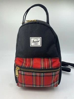Mini Mochila Herschel Supply Co. Nova a Cuadros Negra Roja Nueva Sin Etiquetas Foto 1 de 4