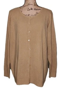 Lemon Grass Studio - Versatile Beige Soft Knit Button Up Cardigan - Women's 1X - Picture 1 of 3