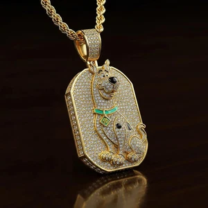2Ct Round Lab Created Diamond Hip Hop Cartoon Pendant 14K Yellow Gold Plated - Picture 1 of 4
