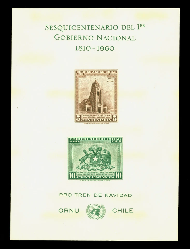 CHILE 1960 1st Nat. Government anniv. BLOCK S/S  Sc# C220Aa mint MNH VF - Scarce - Image 1 of 2