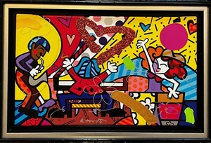 Romero Britto  Original Mixed Media Acrylic Painting "From Musica" 2018 - Picture 1 of 9