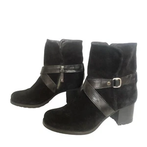 H. S. TRASK Size 9 LEATHER FASHION PLATFORM CHUNKY HEEL BOOTS WOMEN model 361591 - Picture 1 of 7
