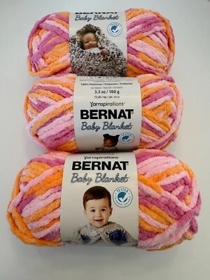 Bernat Baby Blanket Super Bulky Yarn Lot of 3~3.5oz Skeins Peachy 03510 - Image 1 of 4