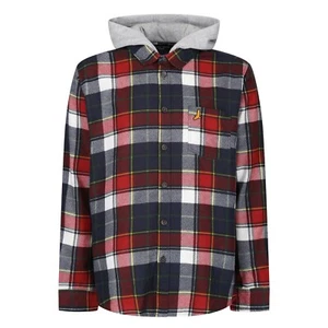 Mens Hooded Check Shirt Button Up Long Sleeve Lumberjack Flannel Work Hoodie Top - Picture 1 of 3