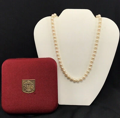 Majorica Jewelry, Fine Pearl Necklace; Sterling Silver Clasp + Original Box, 24" - Image 1 of 4