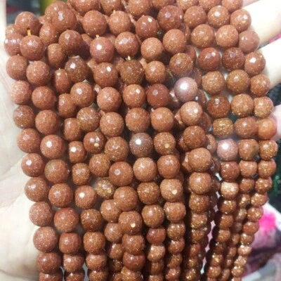 Cuentas de arenisca de oro facetado corte micro diamante natural de 6/8/10 mm para joyería hágalo usted mismo Foto 1 de 4