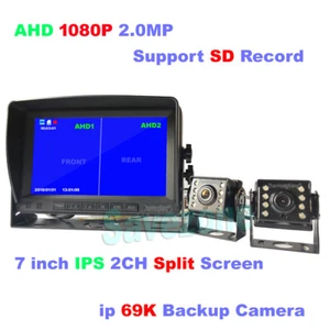 Monitor DVR 7" IPS 32G +2x AHD 1080P IR impermeabile backup retrocamera camper bus - Foto 1 di 12