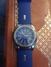 Croton Reliance Men's Blue/ Silver Date  41 Mm Case Silicone Band. N.O.S