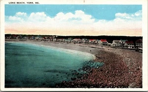Vtg York Maine ME Long Breach View of Houses Homes Along Shore 1920s Postcard - Picture 1 of 2