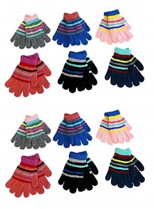 12 pair Children's Boy's and Girl's Mix Kids Knit Warm Winter Gloves One Size - Picture 1 of 11