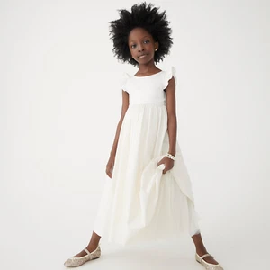 J Crew Girls' flutter-sleeve dress Size 8 Ivory White BI927 - Picture 1 of 8