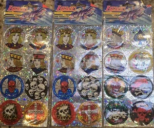 Lot of 24 Pogs Milk Caps 90's Skulls King Queen Retro Laser Durable Metallic NEW - Picture 1 of 4