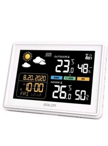 Wetterstation funk mit Außensensor DCF Funkuhr, Farbdisplay mit großen - Bild 1 von 9