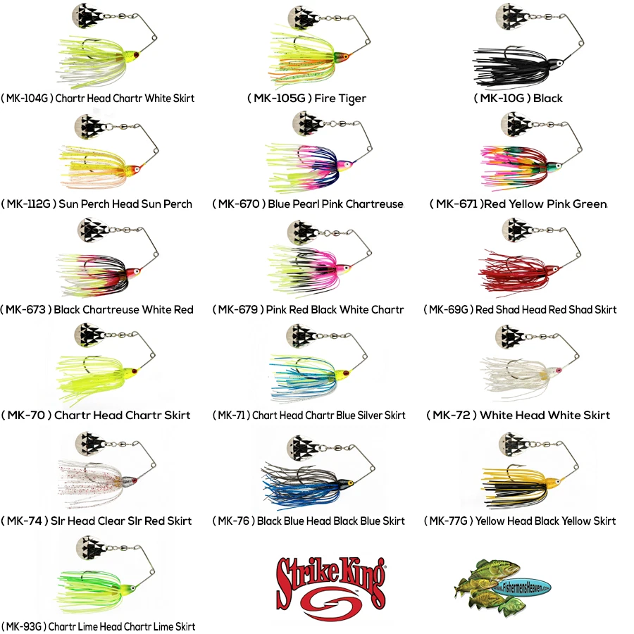 Señuelos de pesca Strike King Spinnerbaits Mini-King 1/8 oz elige 16 colores MK SB Foto 1 de 1