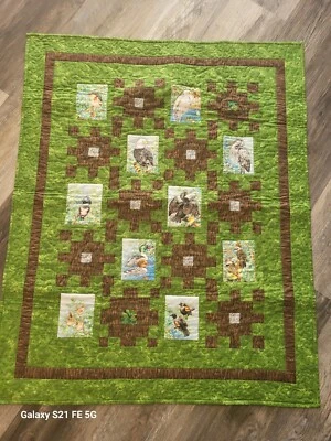 Cobertor de colcha Ocean Waves PV, Florida quilters guild verde/marrom pássaro colo 40x32 - Imagem 1 de 4