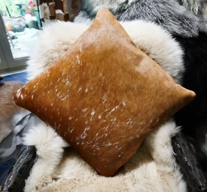 Cowhide Cushion - A Gorgeous Brown & White - 50CM Sq Cushion Cover - Picture 1 of 5