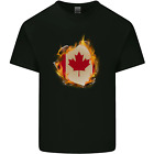 El Canadiense Arce Hoja Bandera Fuego Canadá Niños Camiseta Niños