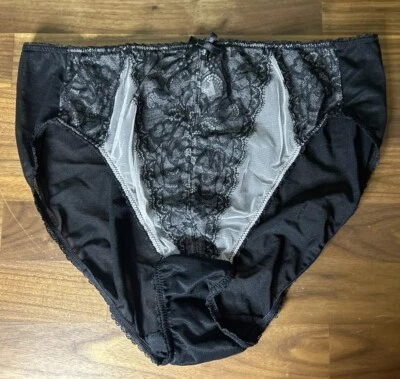 Bragas WACOAL de encaje y malla corte alto 841186 negras blancas talla XL Foto 1 de 4