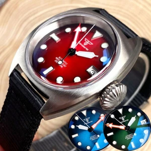 36mm Tandorio Red Blue Dial Bow Sapphire Glass Japan  NH35A Automatic Mens Watch - Picture 1 of 21