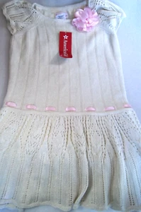 American Girl Dress Sweet Spring Crochet Ivory Pink Flower Ribbon Size 10 - Picture 1 of 13