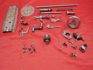 Antique 1913 SINGER 66 RED EYE Sewing Machine Parts Lot Face Plate Tension Hook - Picture 1 of 24