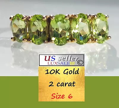 Vintage Ring 10k Yellow Gold 2 Carats Size 6 , Solid gold , Peridot ring - Image 1 of 4