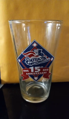 Somerset Patriots 2012 SGA 15th Anniversary Beer Pint Glass, Independent League Cover