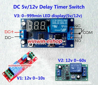 NE555 Delay Timer DC5V 12V Adjustable Time Relay Switch Relay Module LED Display - Bild 1 von 3