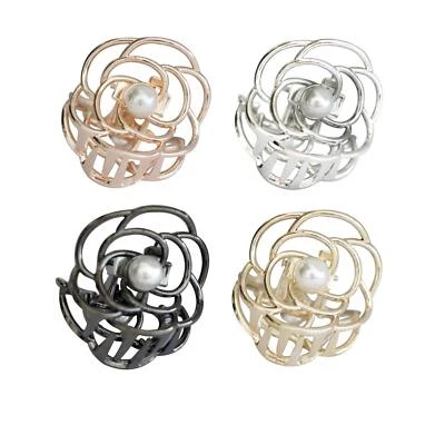 4PCS Flower Style Small Metal Hair Claw Clips Catch Barrette Jaw Clamp for Women - Image 1 of 3
