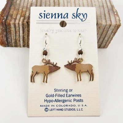 Pendientes Sienna Sky Gancho Plata Esterlina 925 Pintados a Mano Cornetas Alce Hechos a Mano EE. UU. Foto 1 de 3