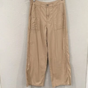 Happily Grey Women's Sz 7/28 Pants Beige Wide Leg High Rise 100% Cotton Bohemian - Picture 1 of 17