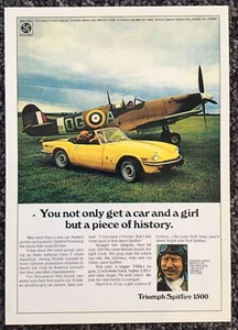 Triumph Spitfire 1500 Car Girl History Collectable Postcard Ginger Lacey WW2 Ace - Picture 1 of 2