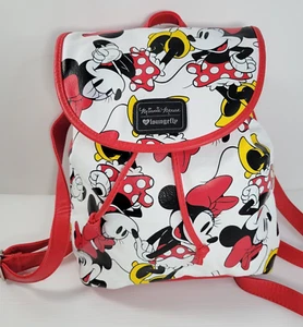Loungefly Minnie Mouse Drawstring Backpack Disney All Over Print Bag Purse - Picture 1 of 12