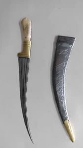 Brass 1926 Antique Stag Buck Handle Wootz Damascus Khanjar Dagger Old Rare - Picture 1 of 7
