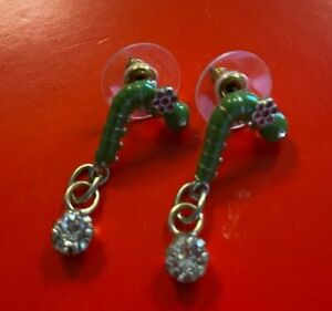 Caterpillar Earrings new Betsey Johnson in Green, Gold and Pink Enamel
