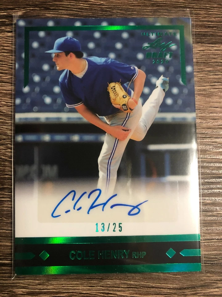 COLE HENRY 2020 Leaf Ultimate Draft 1991 Gold Leaf Rookies Auto Emerald #13/25 - Image 1 of 1